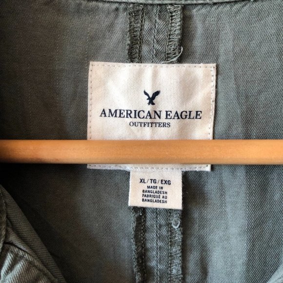 American Eagle Army Green Babydoll Peplum Top XL - Picture 6 of 7